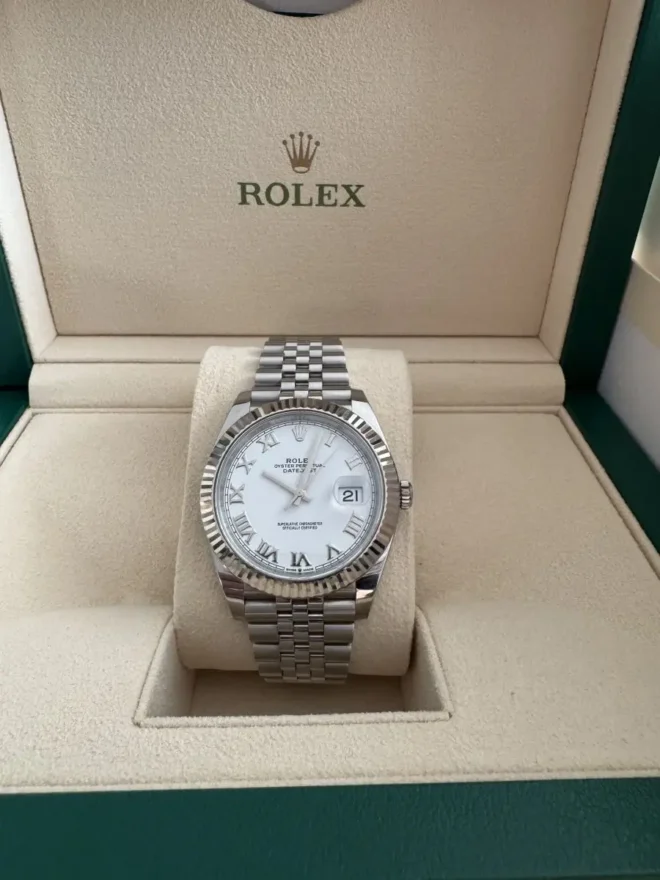 2022 rolex datejust 41 white roman dial 1