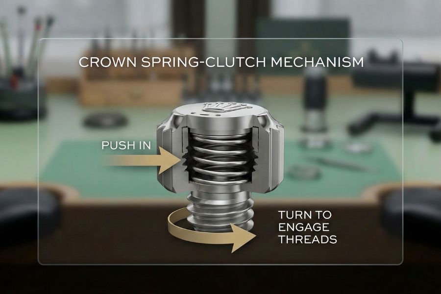 rolex crown spring clutch mechanism diagram