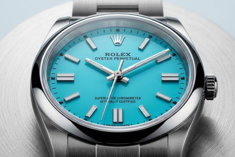 rolex oyster perpetual turquoise dial entry level