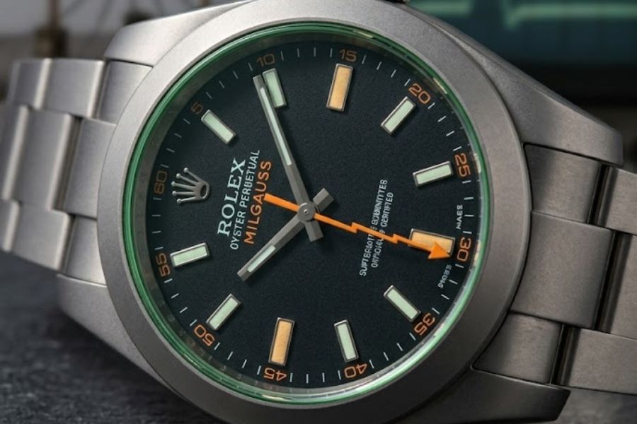 rolex milgauss titanium orange bolt green sapphire