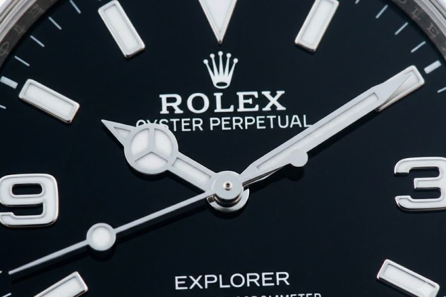 rolex explorer 36 124270 dial close up minimalist black