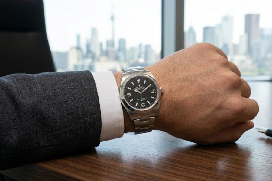 rolex explorer 36 toronto business office wrist shot