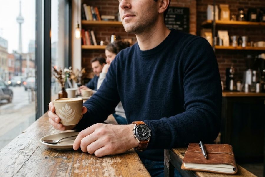 omega speedmaster leather strap cafe lifestyle omega speedmaster leather strap cafe lifestyle