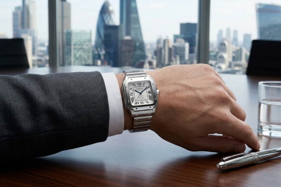 cartier santos medium suit wrist shot cartier santos medium suit wrist shot