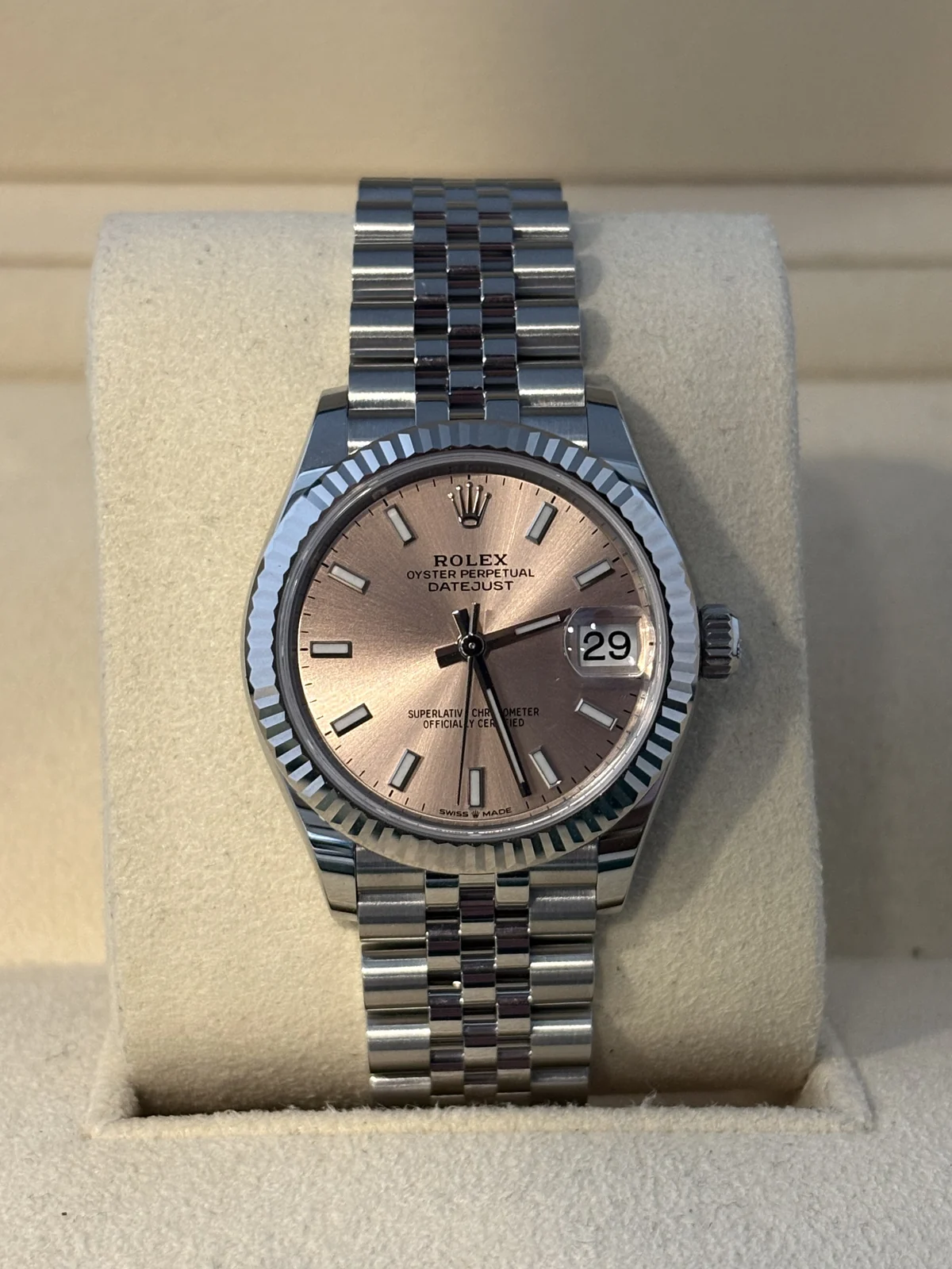 rolex datejust 31mm stainless steel 2026 pink dial
