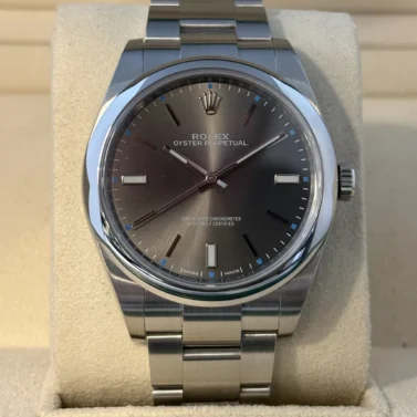 rolex oyster perpetual 39mm steel rhodium dial 2018