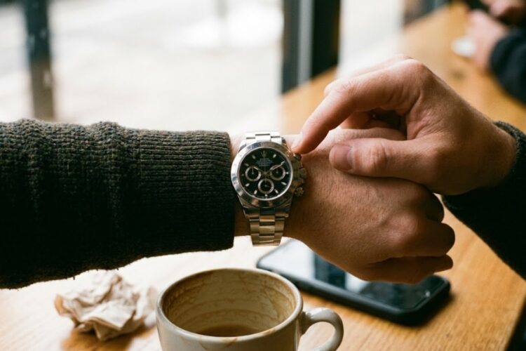 chronograph watch in daily use pusher