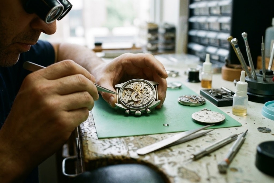 luxury watch servicing complicated movement watchmaker