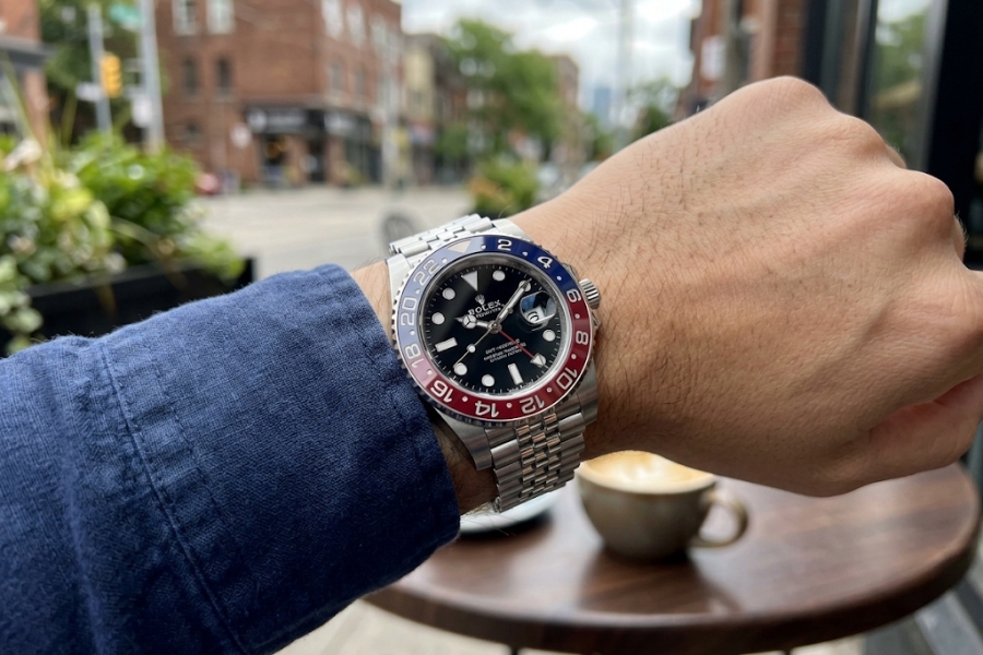 toronto watch exchange rolex pepsi 126710blro jubilee wrist shot
